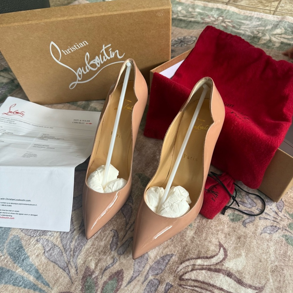 Christian Louboutin Hot Chick 100 Patent Nude